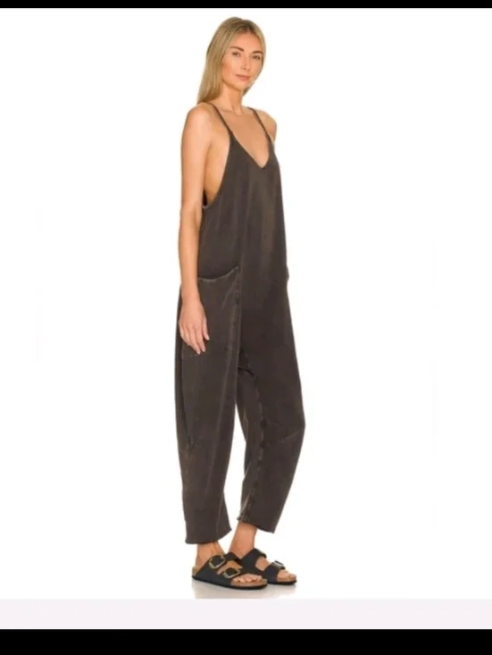 Free People Movement Womens Gray Oversized Cozy Hot Shot Onesie Jumpsuit XS - Picture 2 of 16
